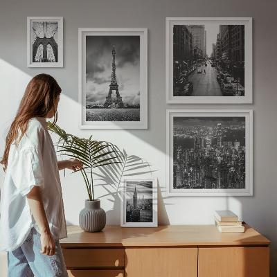 Set di 5 quadri Icone architettoniche in bianco e nero