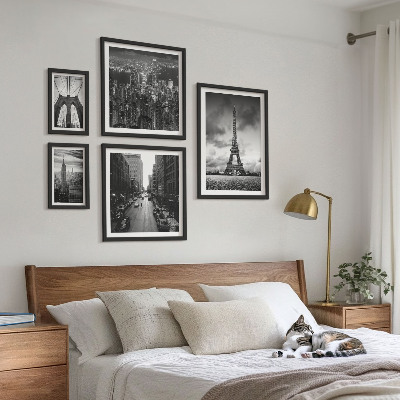 Set di 5 quadri Icone architettoniche in bianco e nero