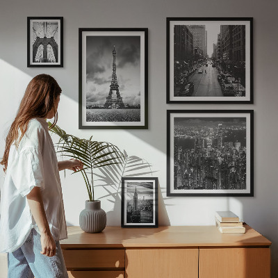 Set di 5 quadri Icone architettoniche in bianco e nero