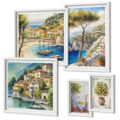 Set di quadri incorniciati motivo eleganti città di mare