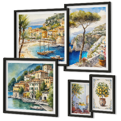 Set di quadri incorniciati Eleganti città di mare