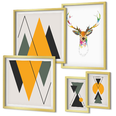 Polittico con cornice Motivi colorati in stile boho
