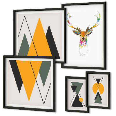 Polittico con cornice Motivi colorati in stile boho