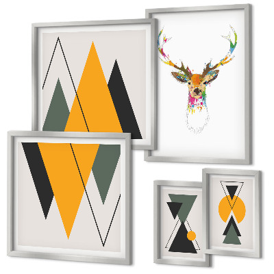 Polittico con cornice Motivi colorati in stile boho