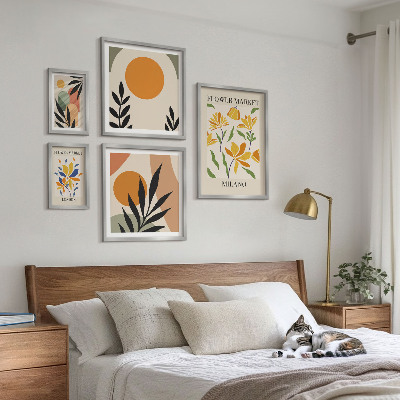 Set di 5 quadri Fiori astratti in stile boho