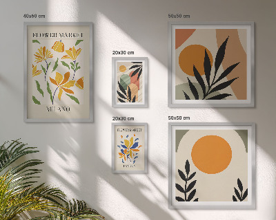 Set di 5 quadri Fiori astratti in stile boho