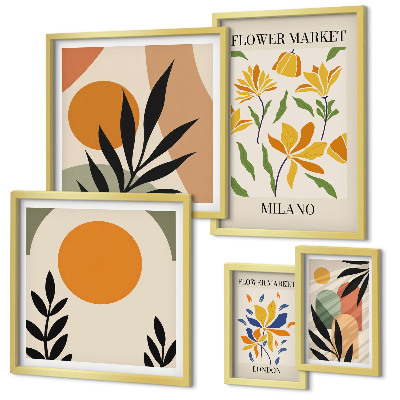 Set di 5 quadri Fiori astratti in stile boho