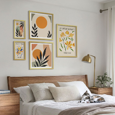 Set di 5 quadri Fiori astratti in stile boho