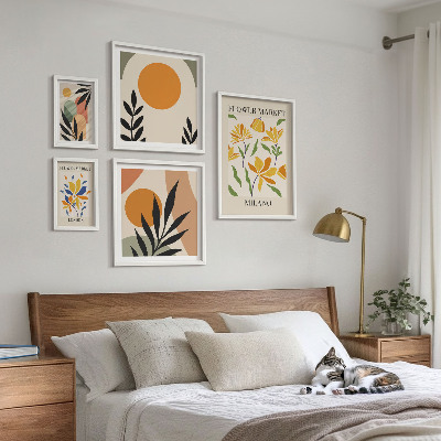 Set di 5 quadri Fiori astratti in stile boho
