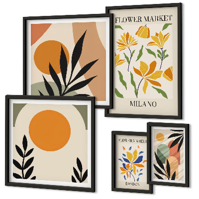Set di 5 quadri Fiori astratti in stile boho