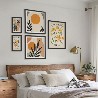 Set di 5 quadri Fiori astratti in stile boho