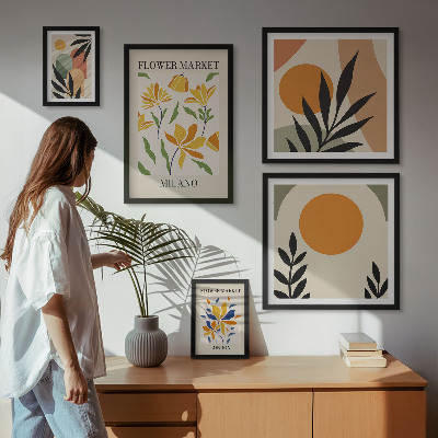 Set di 5 quadri Fiori astratti in stile boho