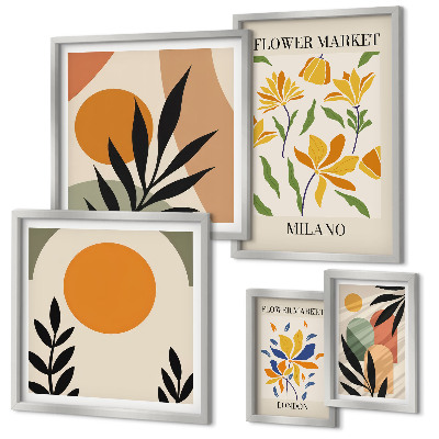 Set di 5 quadri Fiori astratti in stile boho
