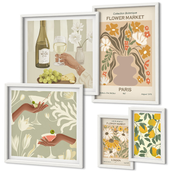 Set di quadri incorniciati Fiori e frutta in stile vintage