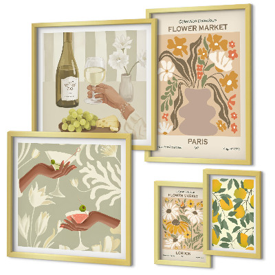 Set di quadri incorniciati Fiori e frutta in stile vintage