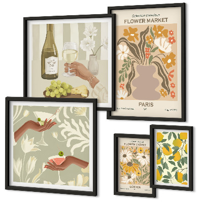 Set di quadri incorniciati Fiori e frutta in stile vintage
