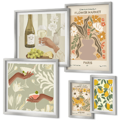 Set di quadri incorniciati Fiori e frutta in stile vintage