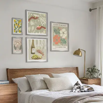 Set di 5 quadri con stampa di fiori e frutta in stile vintage