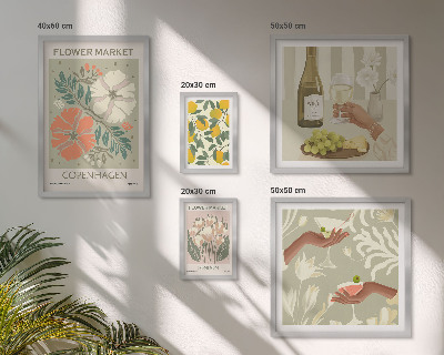 Set di 5 quadri Fiori e frutta in stile vintage
