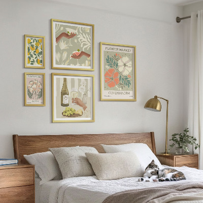 Set di 5 quadri Fiori e frutta in stile vintage