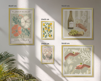 Set di 5 quadri Fiori e frutta in stile vintage