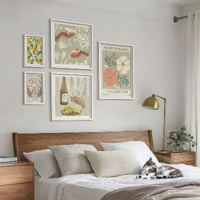 Set di 5 quadri con stampa di fiori e frutta in stile vintage