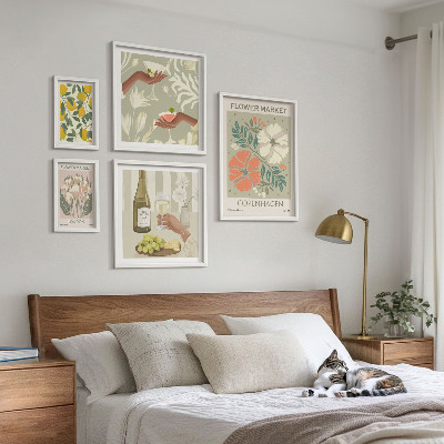 Set di 5 quadri Fiori e frutta in stile vintage