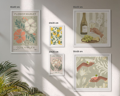 Set di 5 quadri Fiori e frutta in stile vintage