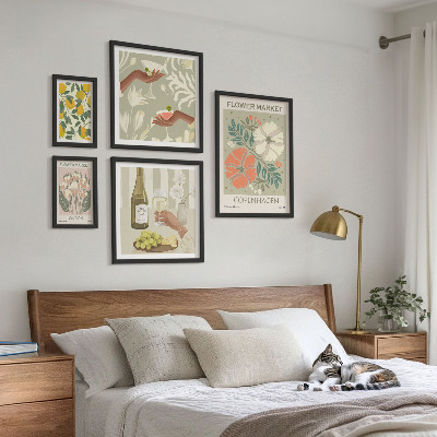 Set di 5 quadri Fiori e frutta in stile vintage