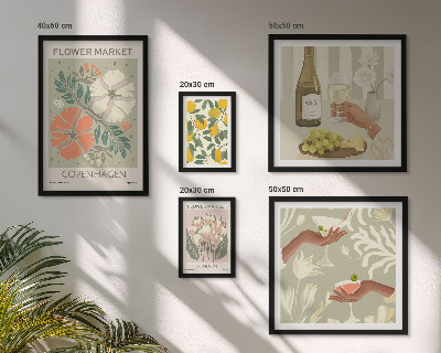 Set di 5 quadri Fiori e frutta in stile vintage