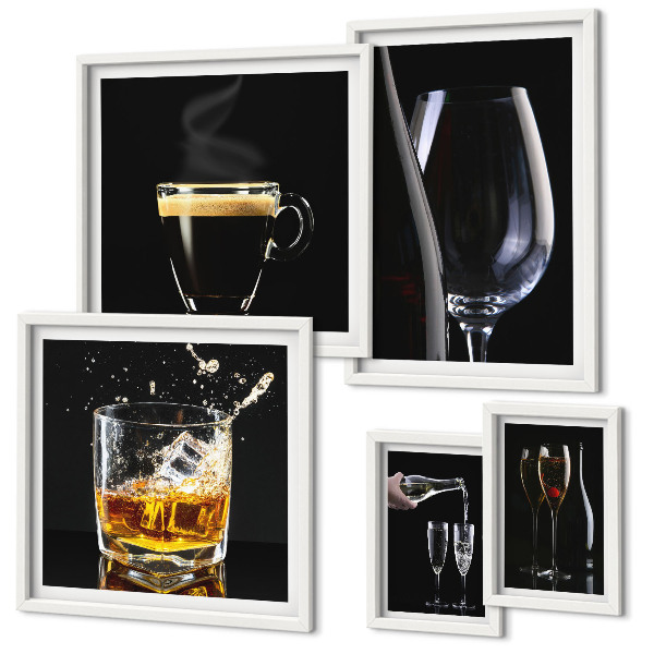 Set di 5 quadri Cocktail, bevande in stile bar