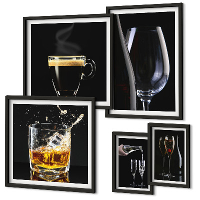 Set di 5 quadri Cocktail, bevande in stile bar