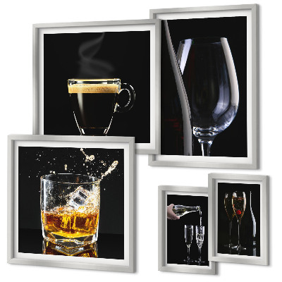 Set di 5 quadri Cocktail, bevande in stile bar