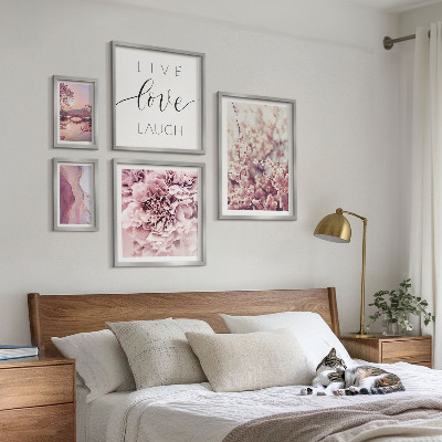 Polittico con cornice Motivi floreali, slogan pastello