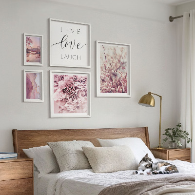 Polittico con cornice Motivi floreali, slogan pastello
