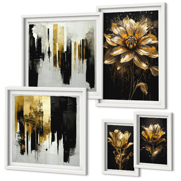Set di 5 quadri Motivi floreali, eleganza, modernità