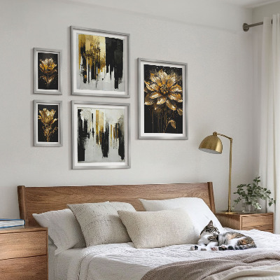 Set di 5 quadri Motivi floreali, eleganza, modernità