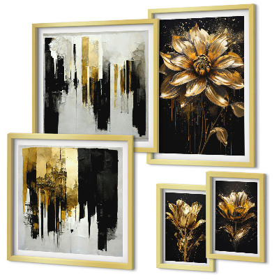 Set di 5 quadri Motivi floreali, eleganza, modernità