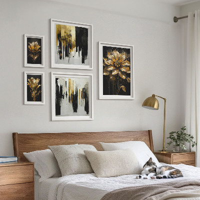 Set di 5 quadri Motivi floreali, eleganza, modernità