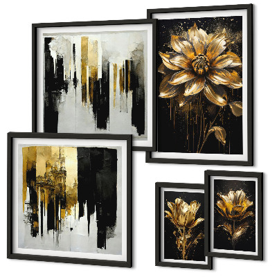 Set di 5 quadri Motivi floreali, eleganza, modernità
