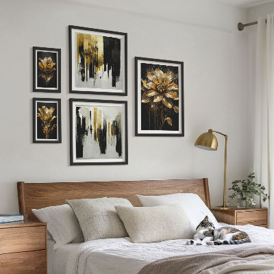 Set di 5 quadri Motivi floreali, eleganza, modernità