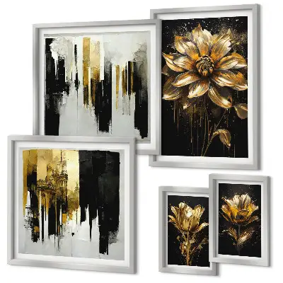 Set di 5 quadri con motivi floreali in stile moderno ed elegante