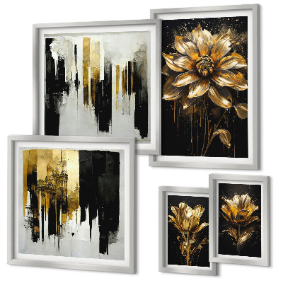 Set di 5 quadri Motivi floreali, eleganza, modernità