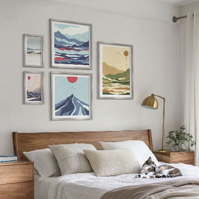 Set di 5 quadri paesaggi montani natura