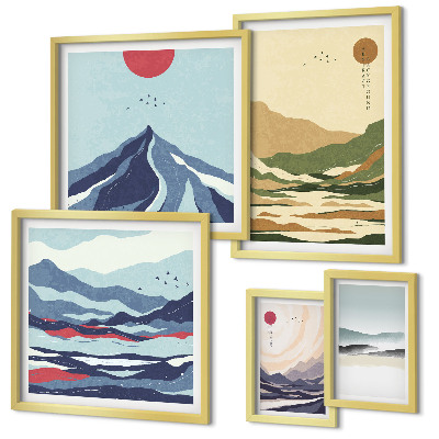 Set di 5 quadri paesaggi montani natura