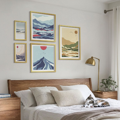 Set di 5 quadri paesaggi montani natura