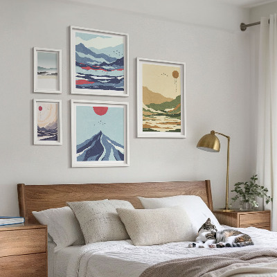 Set di 5 quadri paesaggi montani natura