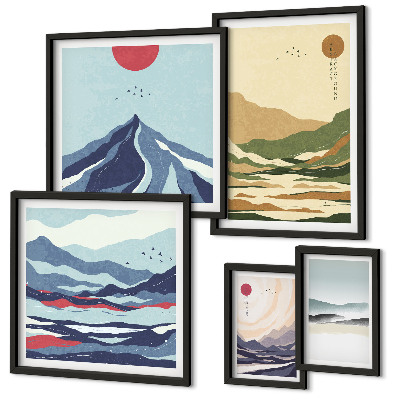 Set di 5 quadri paesaggi montani natura
