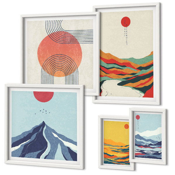 Set di quadri incorniciati Paesaggi montani astratti