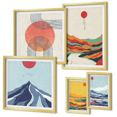 Set di quadri incorniciati Paesaggi montani astratti